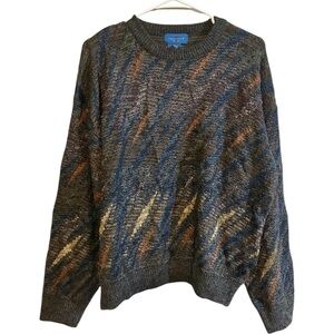 Vintage 90s‎ Towncraft Avante Garde Grandpa Sweater Abstract Knit Size Medium